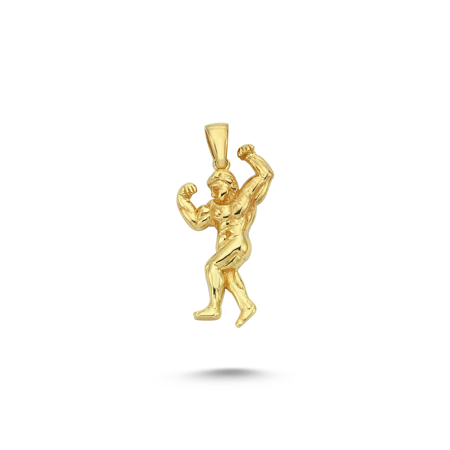 14K Gold Body Builder Charm Necklace