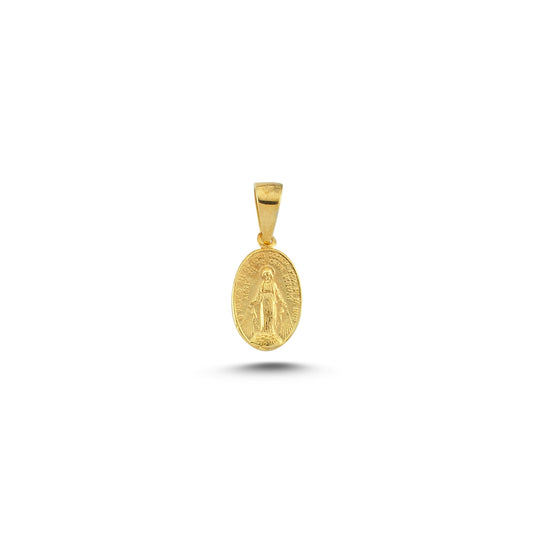 14K Gold Miraculous Mother Mary Charm Necklace