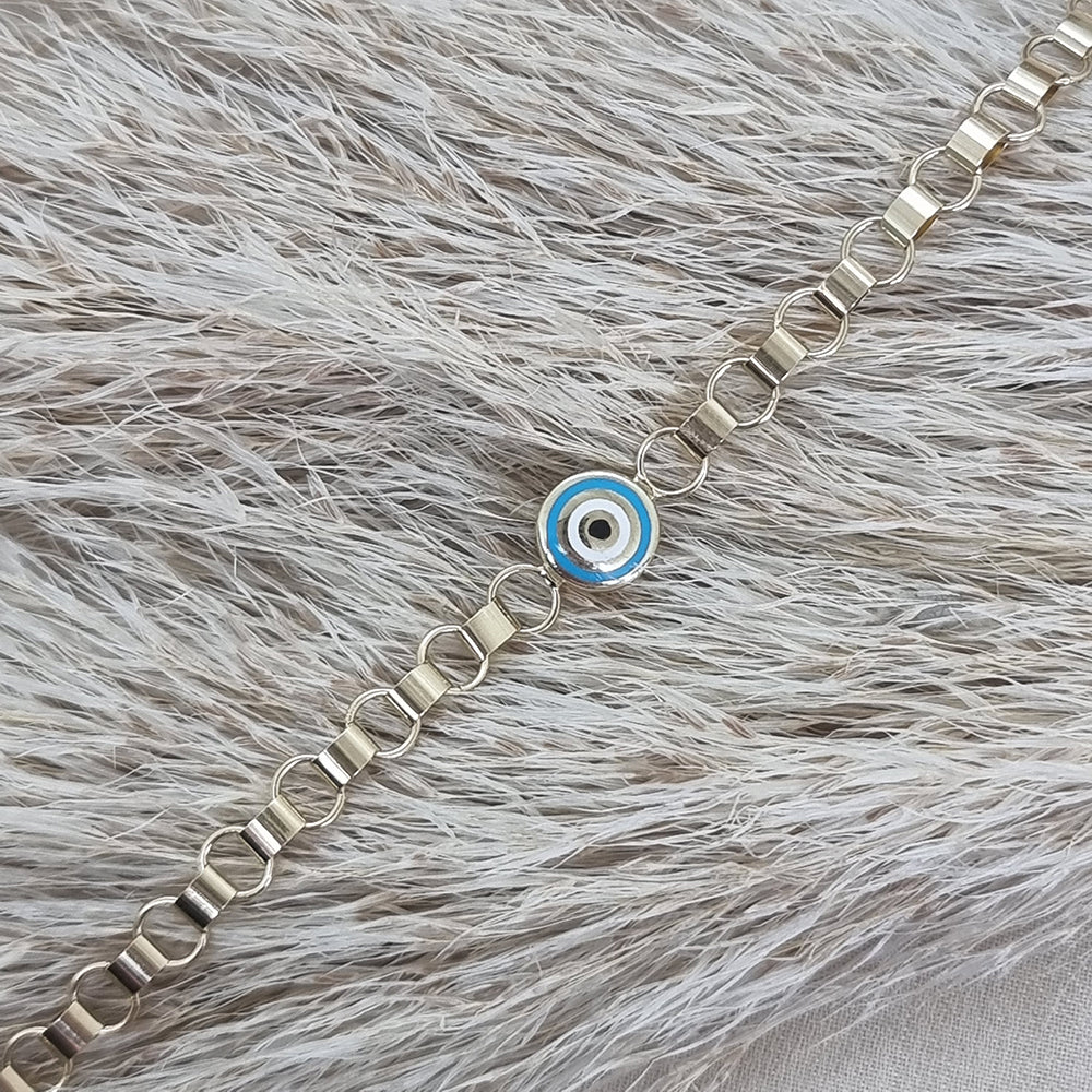 14K Solid Gold Evil Eye Women Bracelet