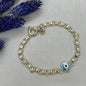 14K Solid Gold Evil Eye Women Bracelet