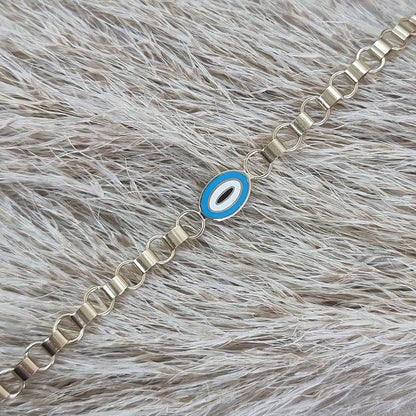 14K Solid Gold Evil Eye Women Bracelet