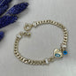 14K Solid Gold  Evil Eye Heart Women Bracelet