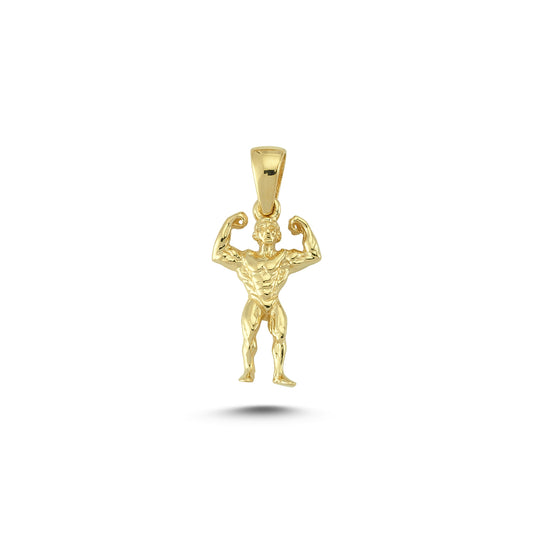 14K Gold Body Building Charm Necklace