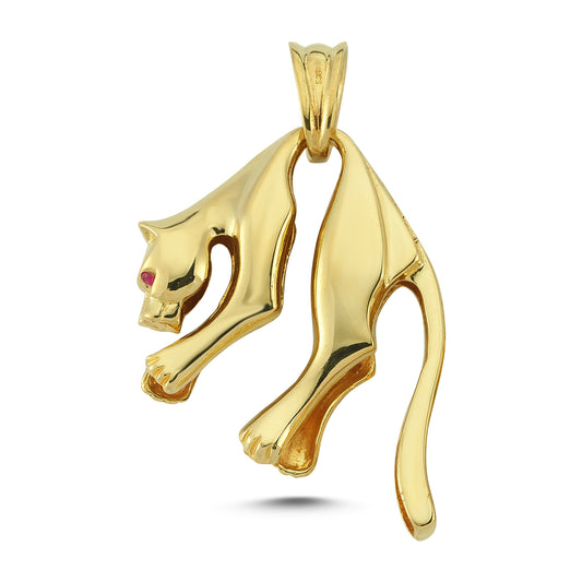 14K Gold Panther Animal Charm Necklace