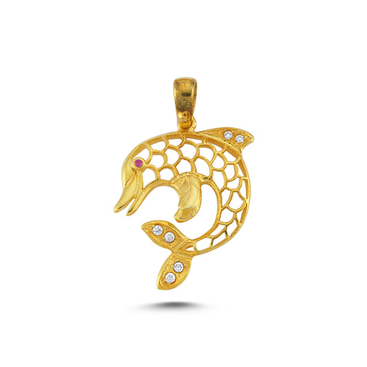 14K Gold Dolphin Animal Charm Necklace