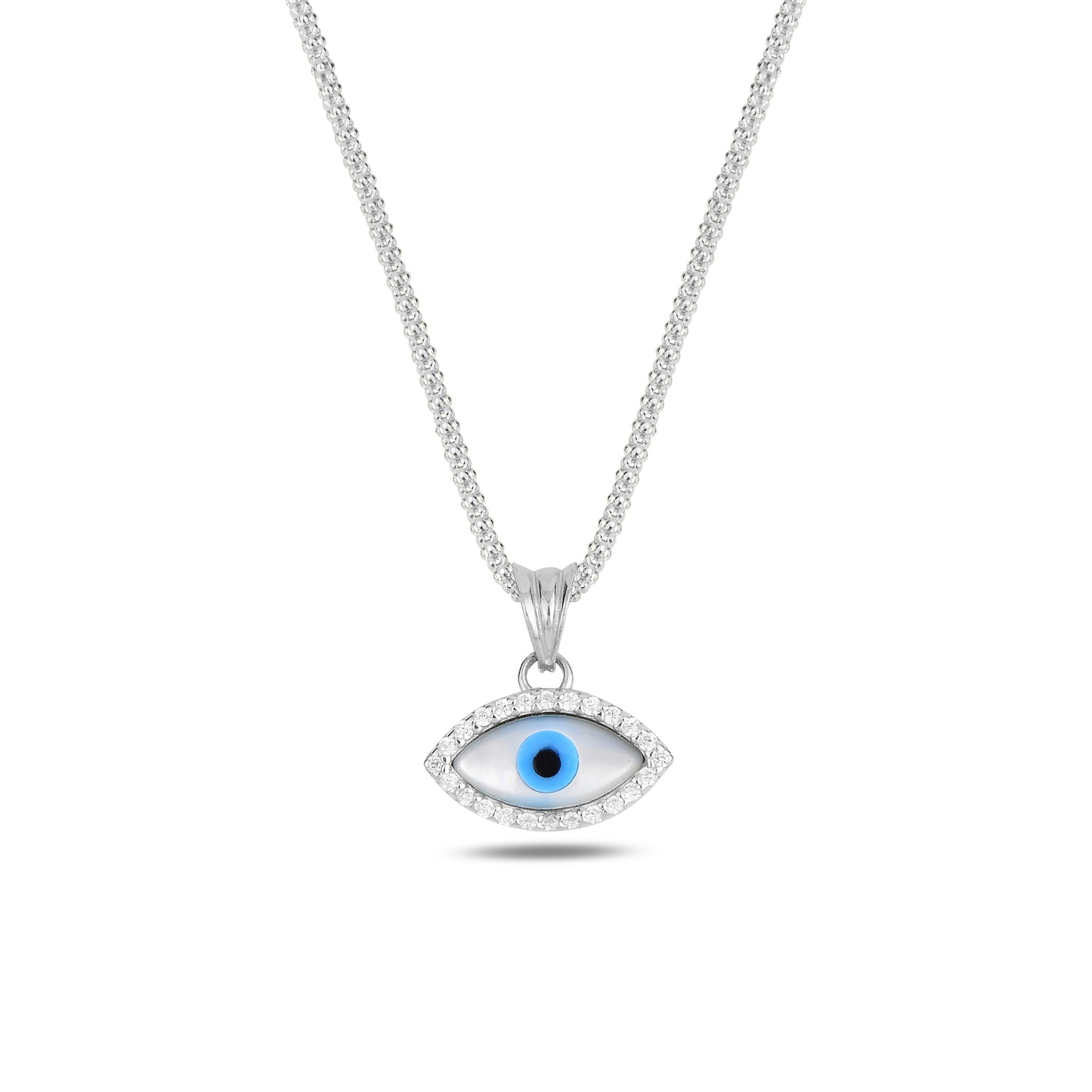 925 Sterling Silver Evil Eye Necklace Bracelet Jewellery Set