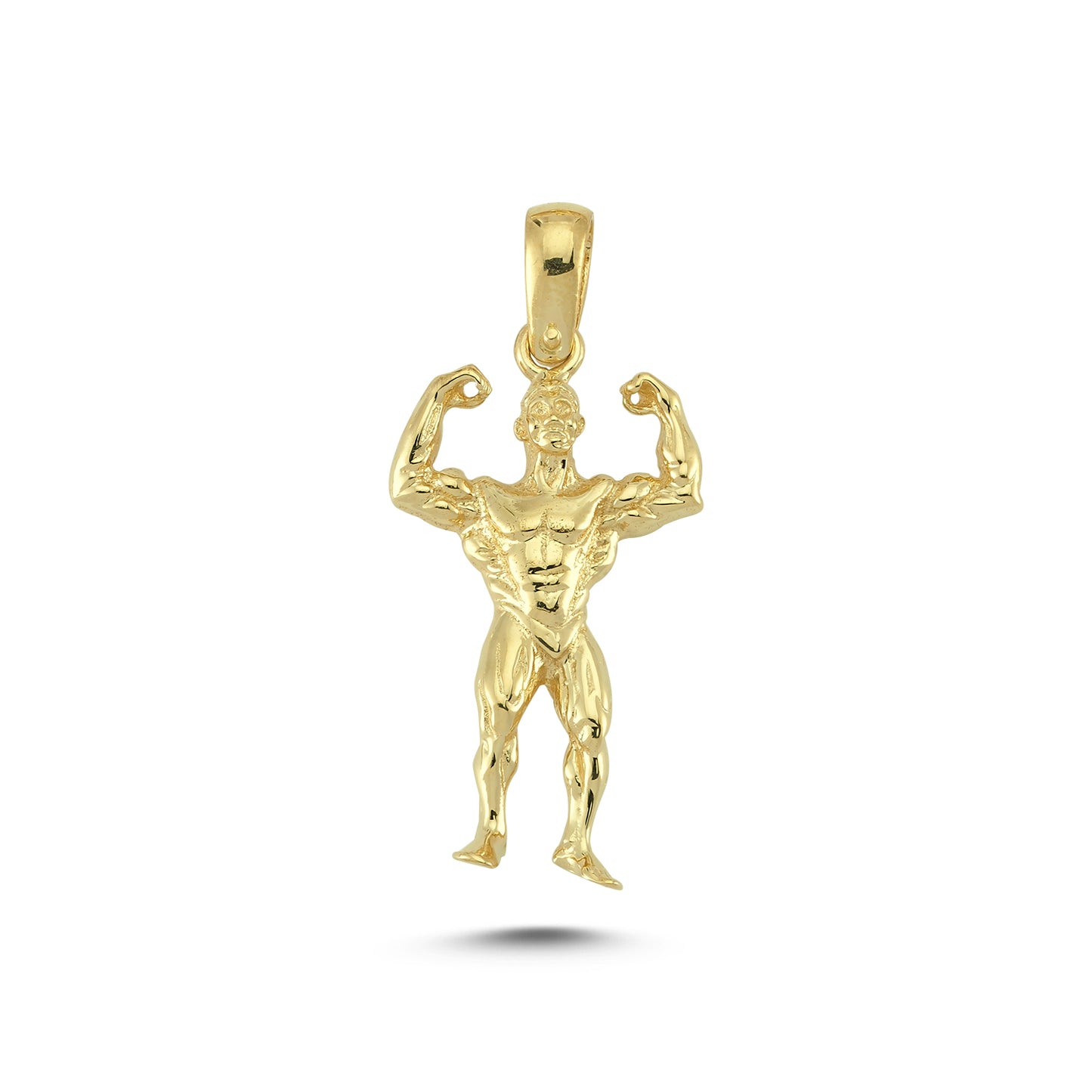 14K Gold Body Building Charm Necklace