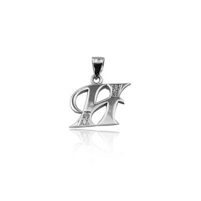 925 K Sterling Silver Personalized Letter  H Necklace