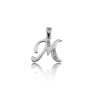 925 K Sterling Silver Personalized Letter M Necklace