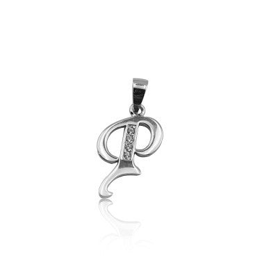 925 K Sterling Silver Personalized Letter  P Necklace