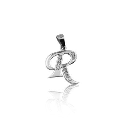 925 K Sterling Silver Personalized Letter  R Necklace