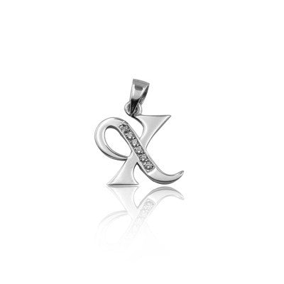 925 K Sterling Silver Personalized Letter  X Necklace