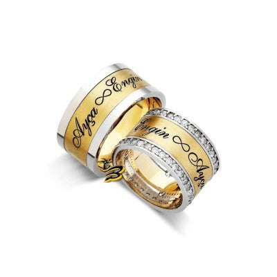 925K Silver Custom Initial Infinity Wedding Band Ring Set