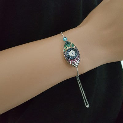 925K Silver Turkish Ocean Gradient Evil Eye Bracelet