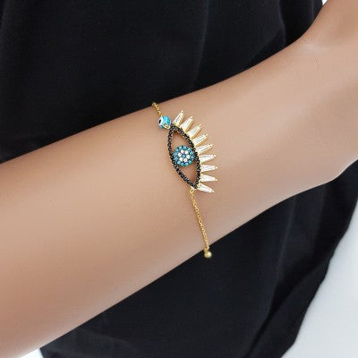 925K Silver Turkish Yellow Evil Eye Lash Bracelet