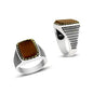 925K Sterling Silver Agate Men Ring