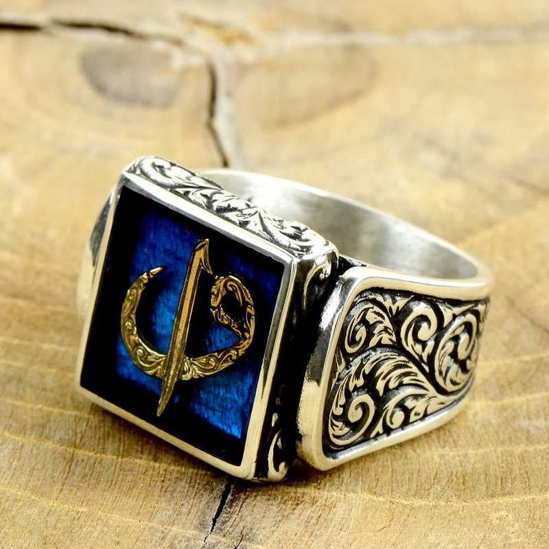 925K Sterling Silver Alif Waav Men Ring