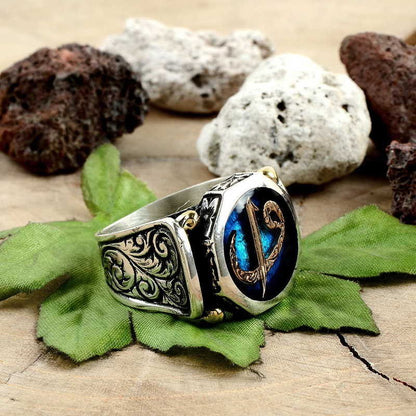 925K Sterling Silver Alif Waav Men Ring