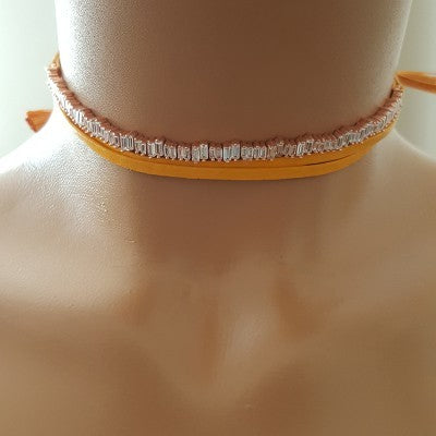 925K Sterling Silver Baguette Choker Necklace