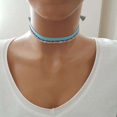 925K Sterling Silver Baguette Choker Necklace