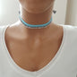 925K Sterling Silver Baguette Choker Necklace