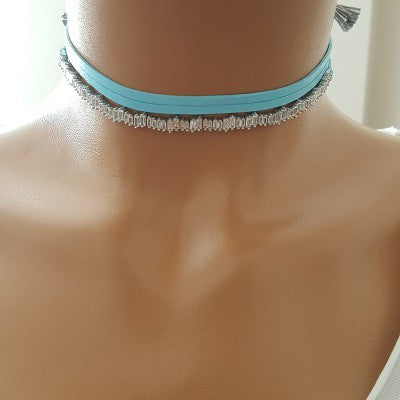 925K Sterling Silver Baguette Choker Necklace