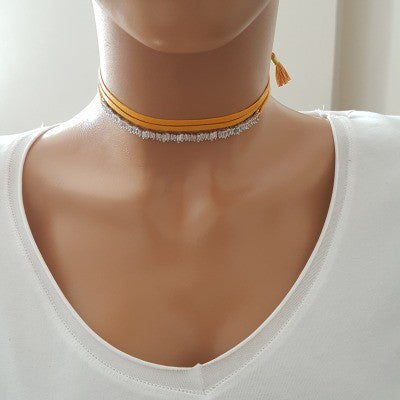 925K Sterling Silver Baguette Choker Necklace