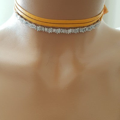 925K Sterling Silver Baguette Choker Necklace