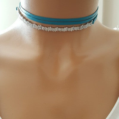 925K Sterling Silver Baguette Choker Necklace