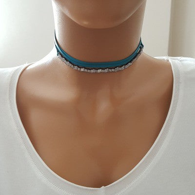 925K Sterling Silver Baguette Choker Necklace