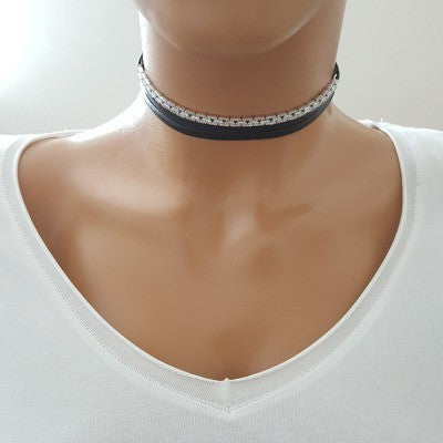 925K Sterling Silver Baguette Choker Necklace