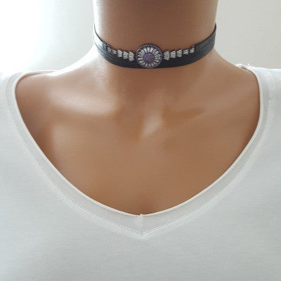 925K Sterling Silver Baguette Choker Necklace