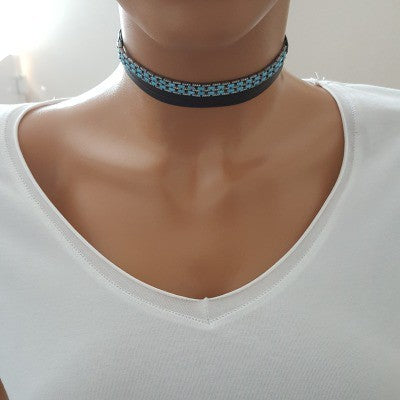 925K Sterling Silver Baguette Choker Necklace