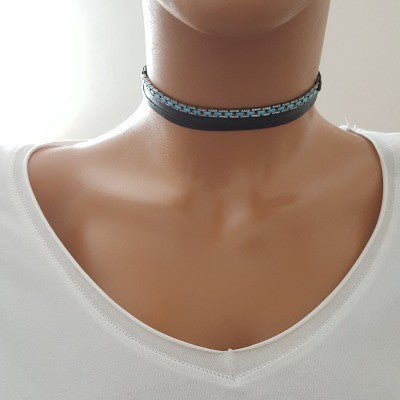 925K Sterling Silver Baguette Choker Necklace