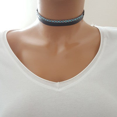 925K Sterling Silver Baguette Choker Necklace