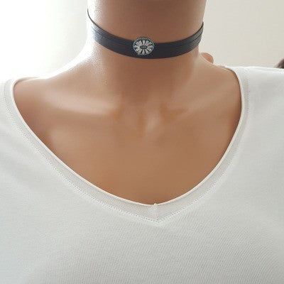 925K Sterling Silver Baguette Choker Necklace