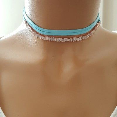 925K Sterling Silver Baguette Choker Necklace