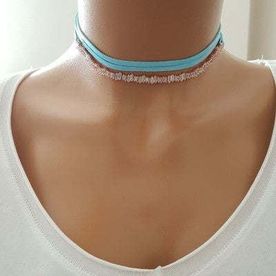 925K Sterling Silver Baguette Choker Necklace