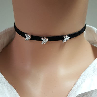 925K Sterling Silver Baguette Choker Necklace