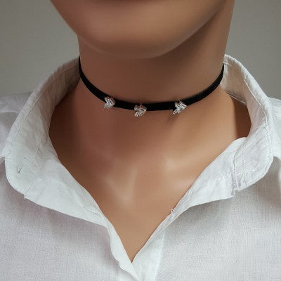 925K Sterling Silver Baguette Choker Necklace