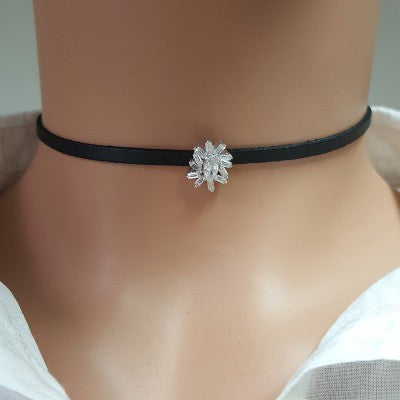 925K Sterling Silver Baguette Choker Necklace