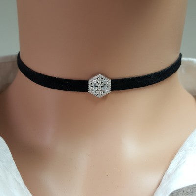 925K Sterling Silver Baguette Choker Necklace