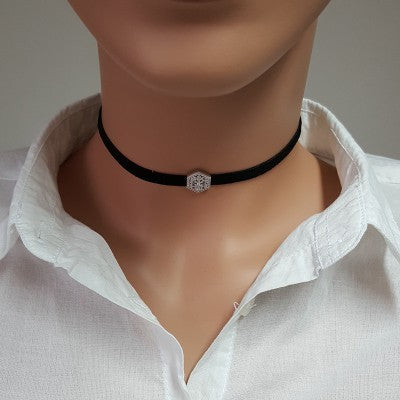 925K Sterling Silver Baguette Choker Necklace