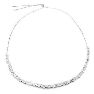 925K Sterling Silver Baguette Choker Necklace