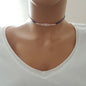 925K Sterling Silver Choker Purple Leather Necklace