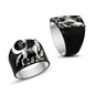 925K Sterling Silver Gray Wolf Men Ring