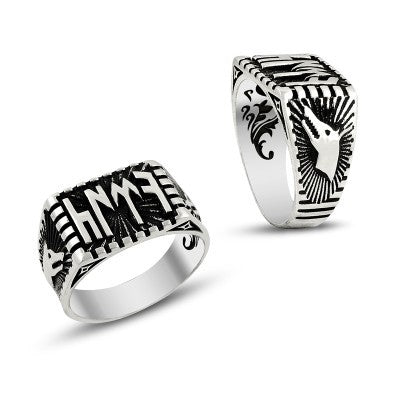 925K Sterling Silver Gray Wolf Men Ring