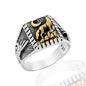 925K Sterling Silver Gray Wolf Men Ring