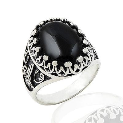 925K Sterling Silver Onyx Men Ring