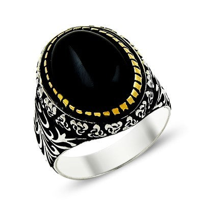 925K Sterling Silver Onyx Men Ring